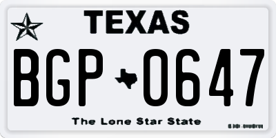 TX license plate BGP0647