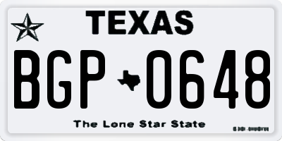 TX license plate BGP0648