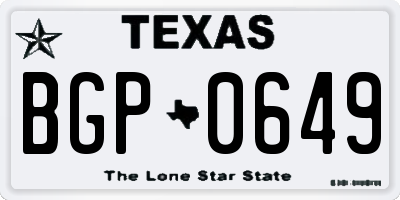 TX license plate BGP0649