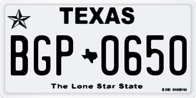 TX license plate BGP0650