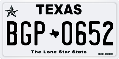 TX license plate BGP0652