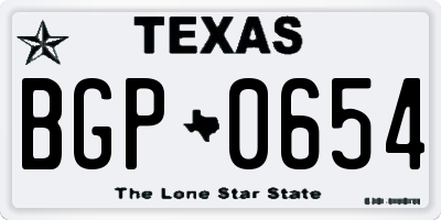 TX license plate BGP0654
