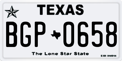 TX license plate BGP0658