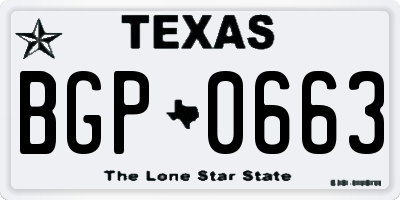 TX license plate BGP0663