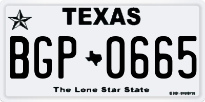 TX license plate BGP0665