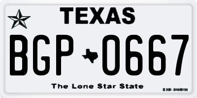 TX license plate BGP0667