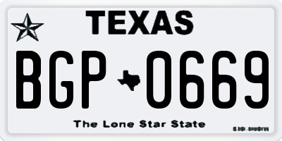 TX license plate BGP0669