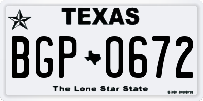 TX license plate BGP0672