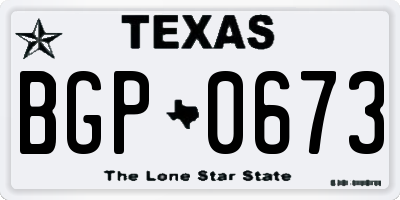 TX license plate BGP0673