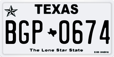 TX license plate BGP0674
