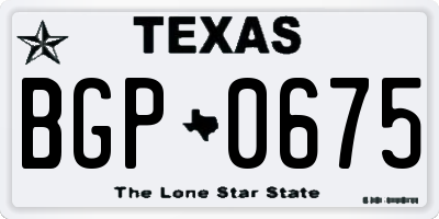 TX license plate BGP0675