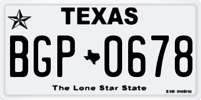 TX license plate BGP0678