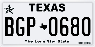 TX license plate BGP0680