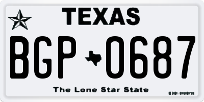 TX license plate BGP0687