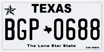 TX license plate BGP0688