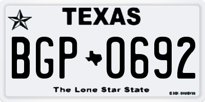 TX license plate BGP0692