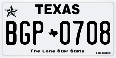 TX license plate BGP0708