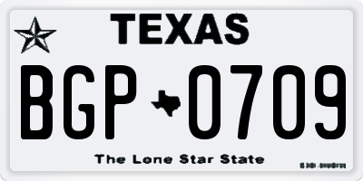 TX license plate BGP0709