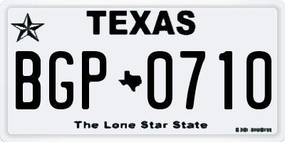 TX license plate BGP0710