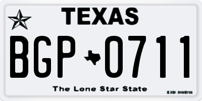 TX license plate BGP0711