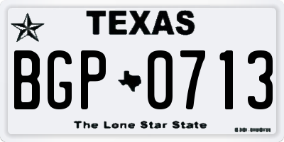TX license plate BGP0713