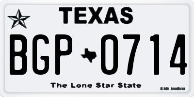 TX license plate BGP0714