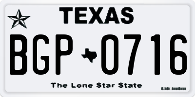 TX license plate BGP0716