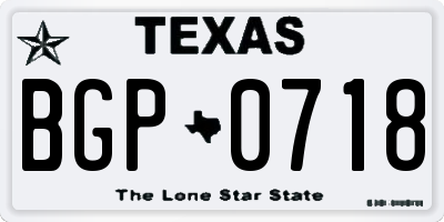 TX license plate BGP0718