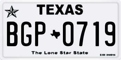 TX license plate BGP0719
