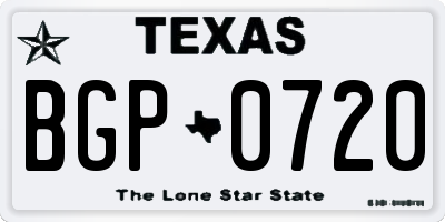 TX license plate BGP0720