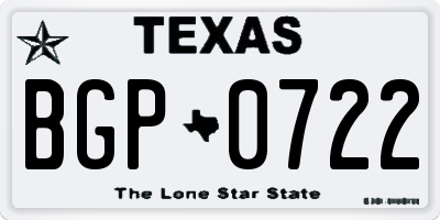 TX license plate BGP0722