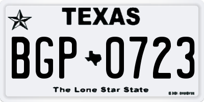 TX license plate BGP0723