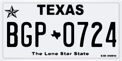 TX license plate BGP0724