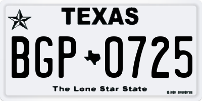 TX license plate BGP0725