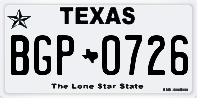TX license plate BGP0726