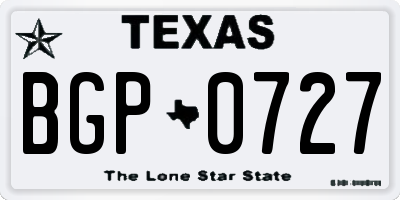 TX license plate BGP0727
