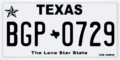 TX license plate BGP0729