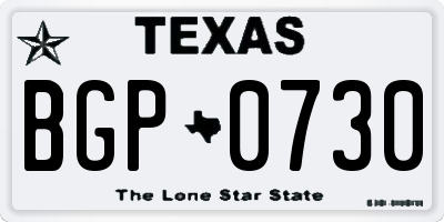 TX license plate BGP0730