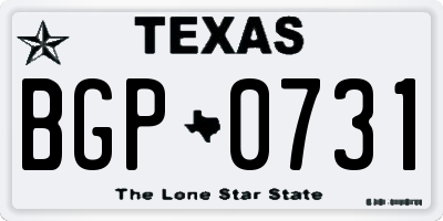 TX license plate BGP0731