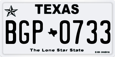 TX license plate BGP0733