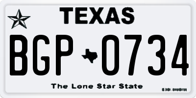 TX license plate BGP0734