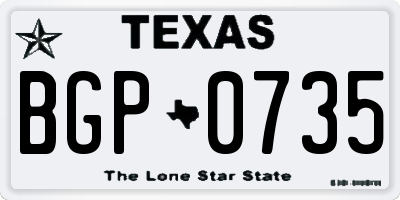 TX license plate BGP0735