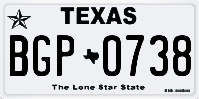 TX license plate BGP0738