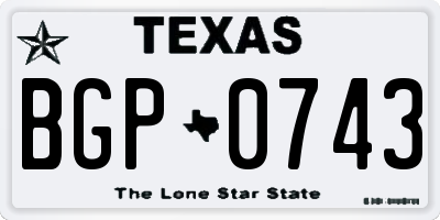 TX license plate BGP0743
