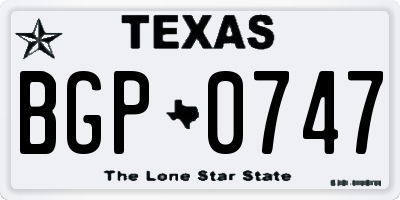 TX license plate BGP0747