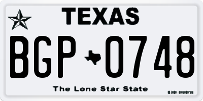 TX license plate BGP0748
