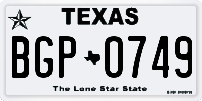TX license plate BGP0749