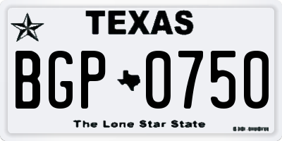 TX license plate BGP0750