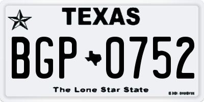 TX license plate BGP0752