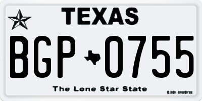 TX license plate BGP0755